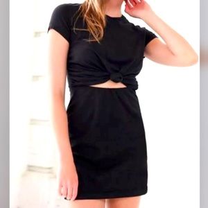 Black tie-front cut out mini dress